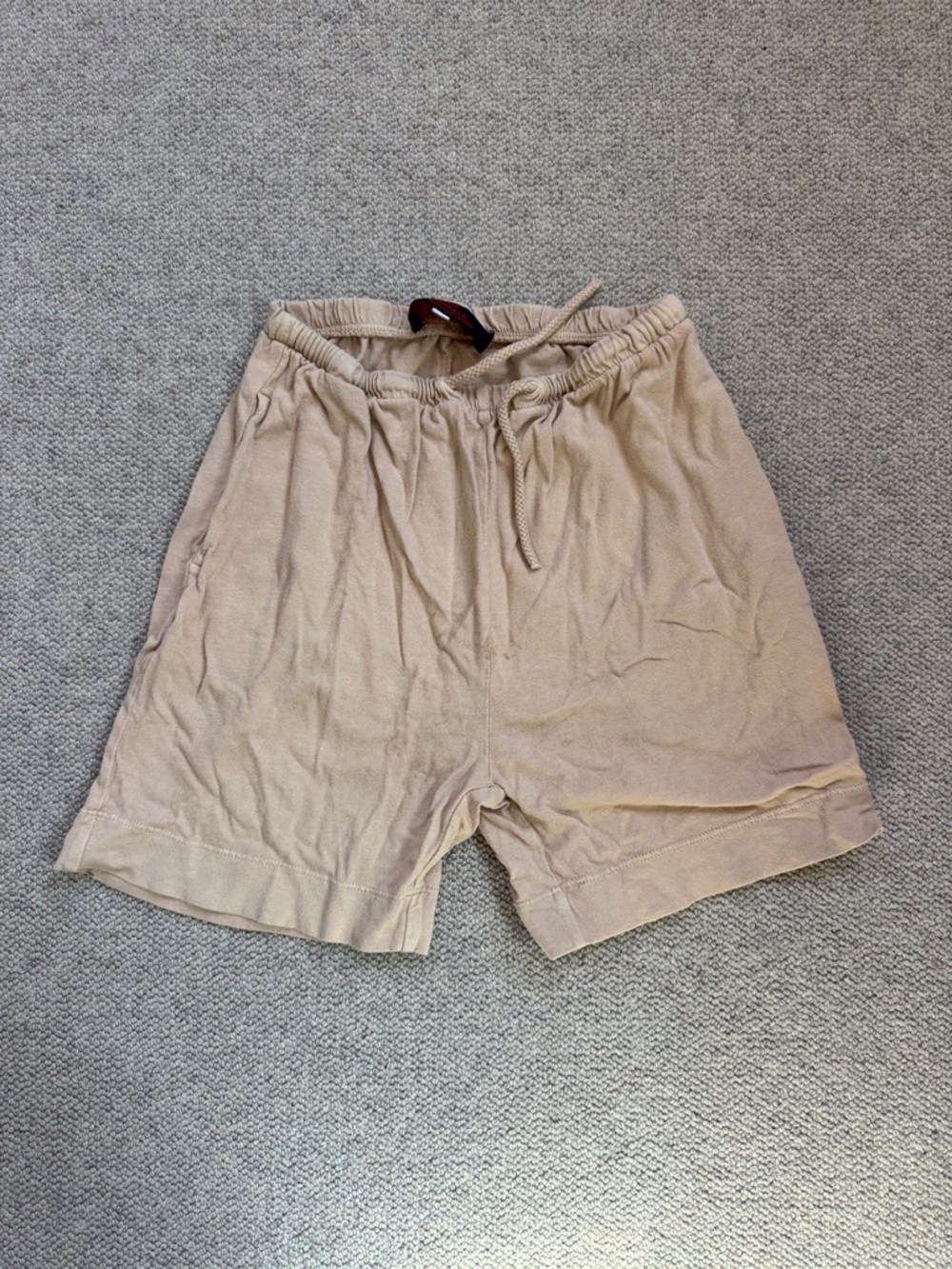 Kids Drawstring Cotton Shorts in Tan